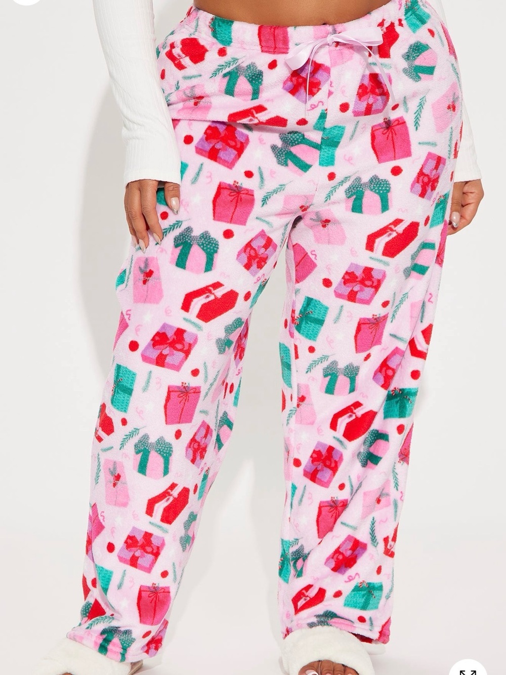 Women’s Fashion Nova Pink Gift-Print Fleece pajama pants size 3X